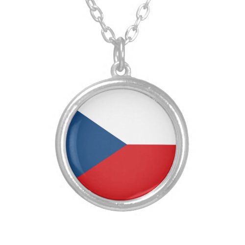 Czech Republic flag Silver Plated Necklace