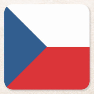 Czech Republic Flag Square Paper Coaster