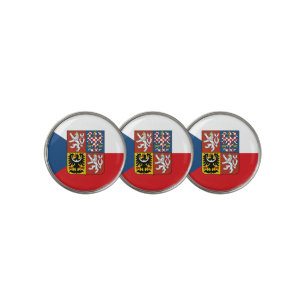 Czech Republic flag with coat of arms superimposed Golf Ball Marker