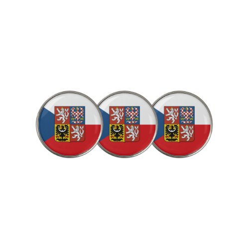 Czech Republic flag with coat of arms superimposed Golf Ball Marker