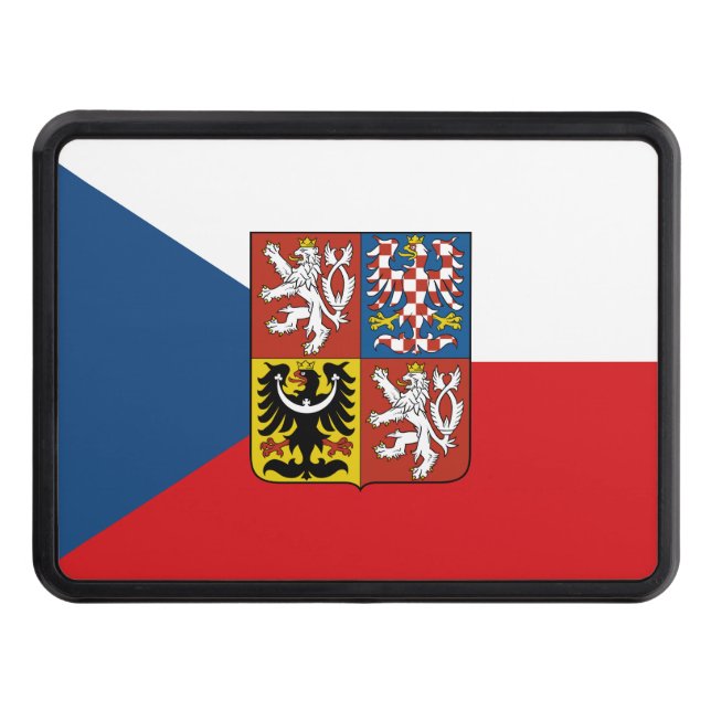 Czech Republic flag with coat of arms superimposed Hitch Cover (Front)