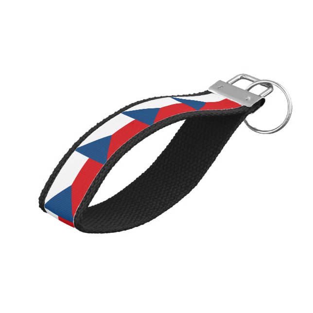 Czech Republic Flag Wrist Keychain (Angled Up)
