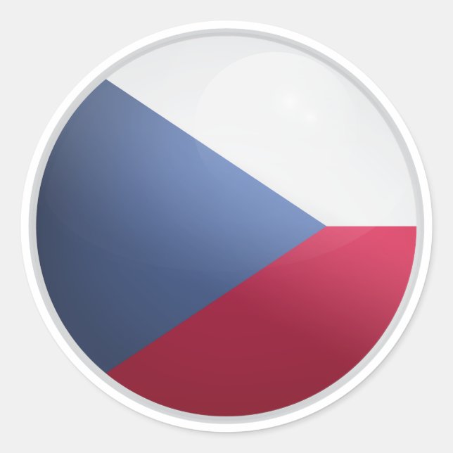 Czech Republic Glossy Circle Flag Classic Round Sticker (Front)