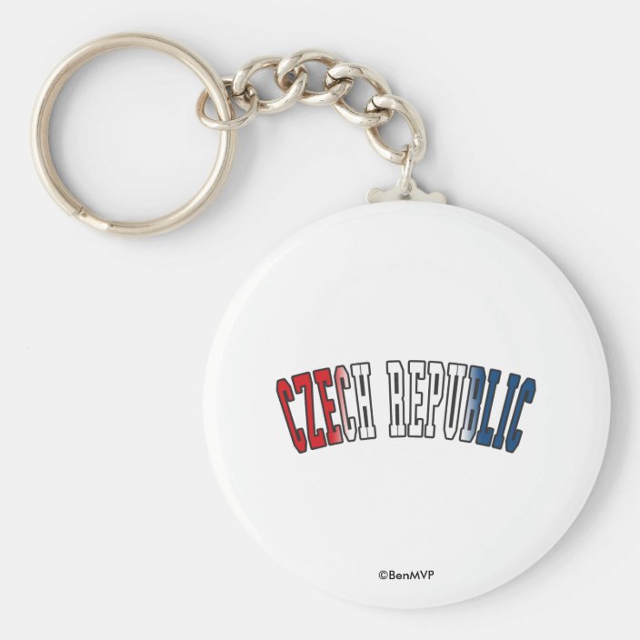 Czech Republic in National Flag Colors Key Chain