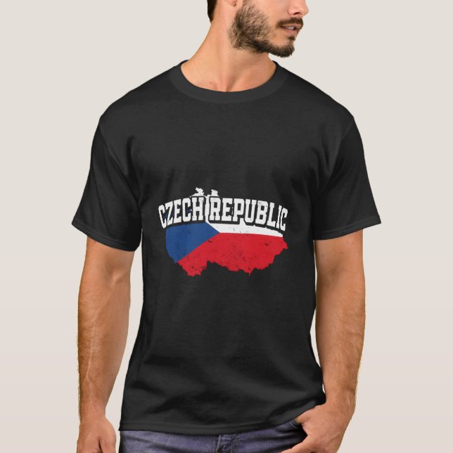 Czech Republic Map And Flag Souvenir Czech T-Shirt (Front)