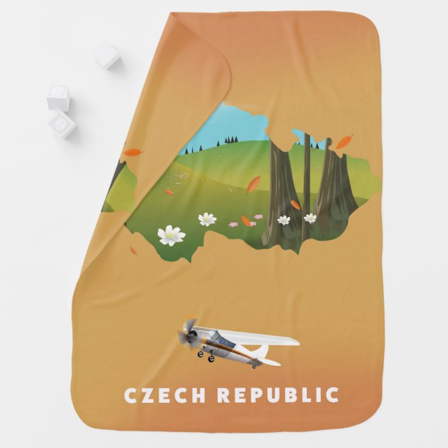 Czech republic map Illustrated print poster. Baby Blanket (In Situ)