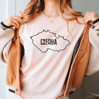 Czech Republic Map Outline Czechia Boundary Line T-Shirt