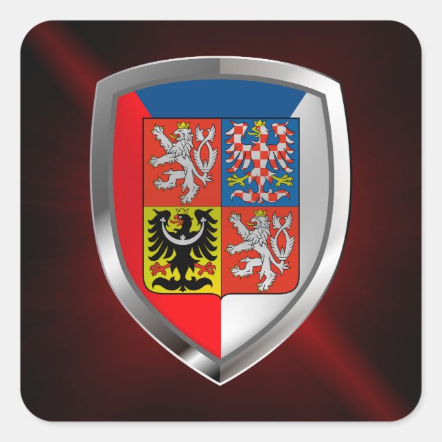 Czech Republic Metallic Emblem Square Sticker (Front)