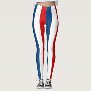 Czech republic National Flag Colors Stripped Leggings