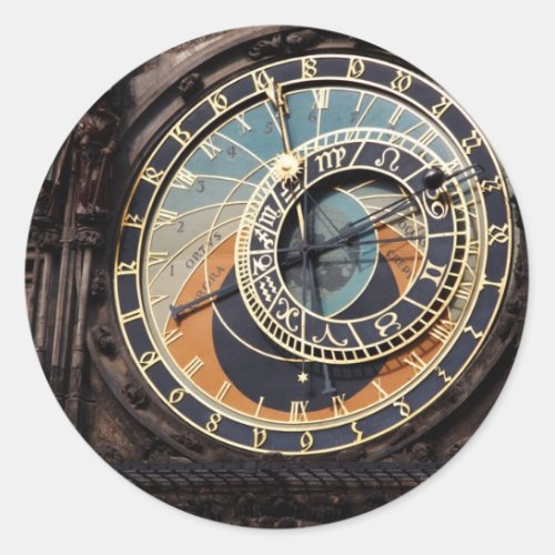 Czech Republic Prague Astronomical Clock Classic Round Sticker