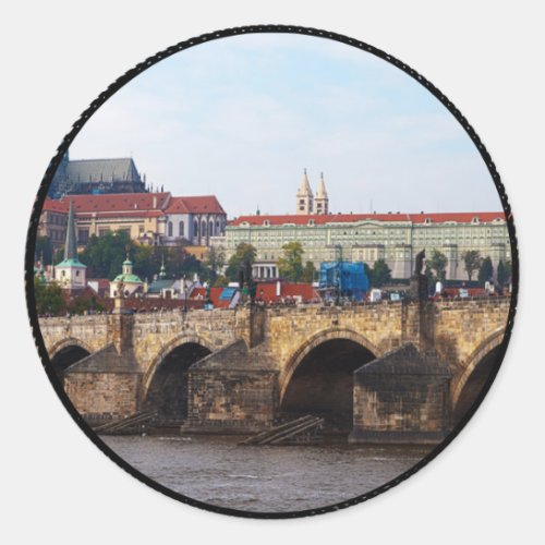 Czech Republic_Prague Castle and Charles Bridge Classic Round Sticker