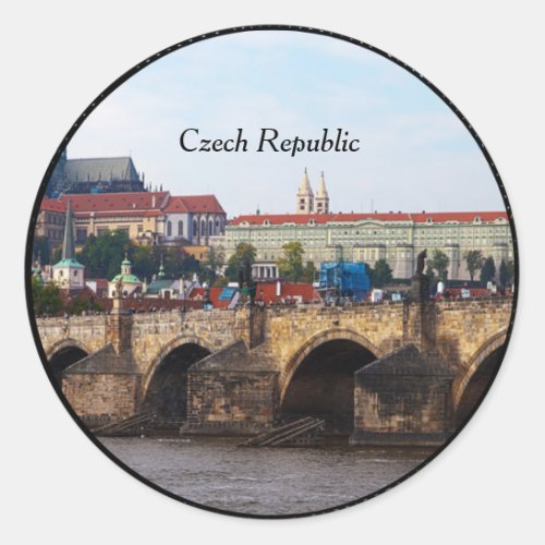 Czech Republic_Prague Castle and Charles Bridge Classic Round Sticker
