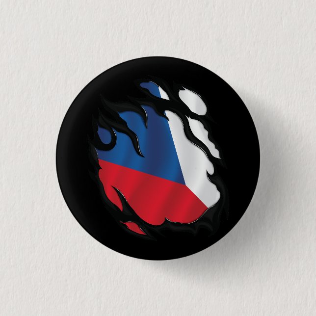 Czech Republic Ripped Flag Button (Front)