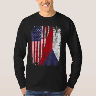 CZECH REPUBLIC ROOTS Half American Flag CZECH T-Shirt