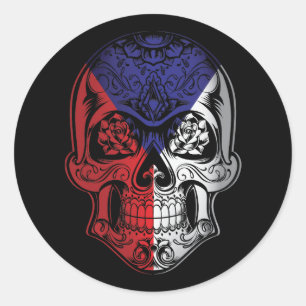 Czech Republic Skull And Roses Flag Classic Round Sticker