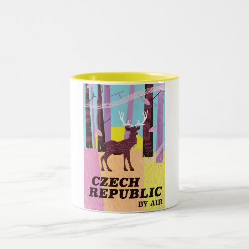 Czech Republic Vintage Deer Travel poster Two_Tone Coffee Mug