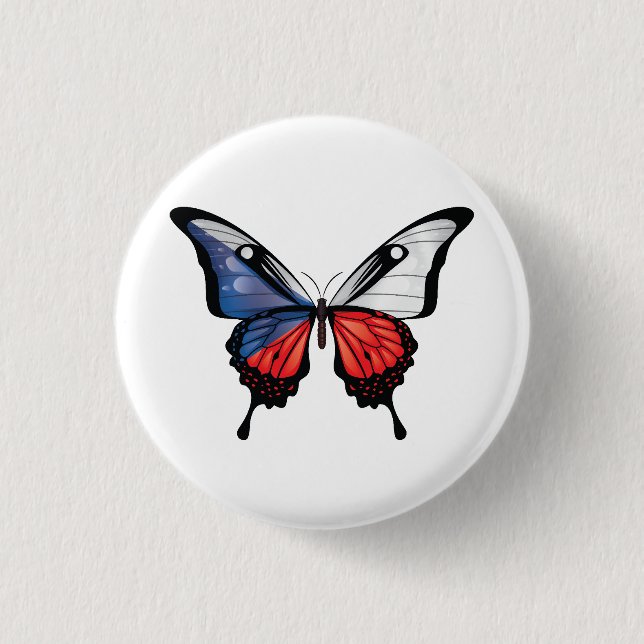 Czech Swallowtail Butterfly Flag Sticker Button (Front)