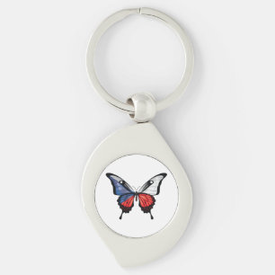 Czech Swallowtail Butterfly Flag Sticker Keychain