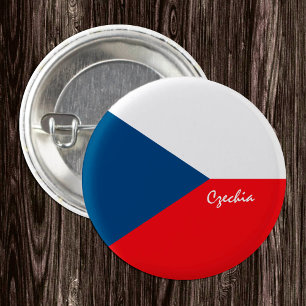 Czechia button, patriotic Czech Flag fashion Button