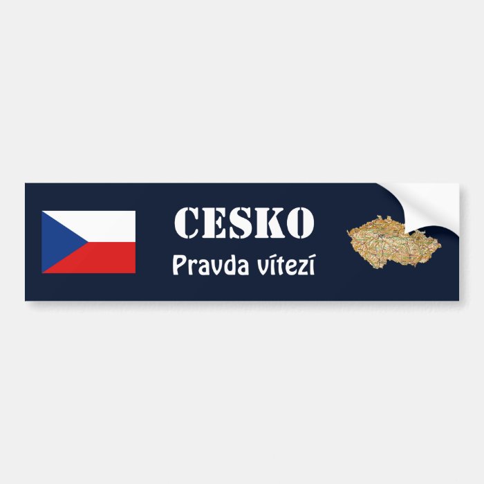 Czechia Flag and Map Bumper Sticker