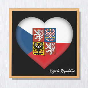 Czechia flag & Czech Heart, Czech Republic /sports Magnet