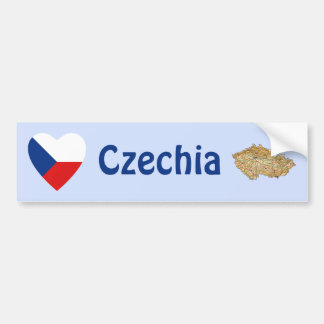 Czechia Flag Heart + Map Bumper Sticker