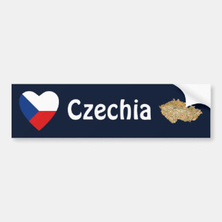 Czechia Flag Heart + Map Bumper Sticker