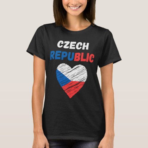 Czechia Flag Holiday Czechia Heart Czech Flag T_Shirt