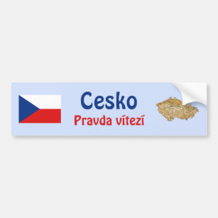 Czechia Flag + Map Bumper Sticker