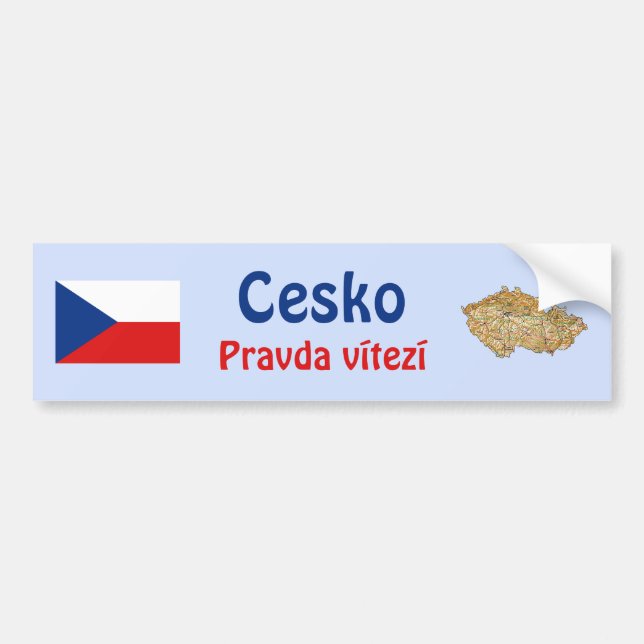 Czechia Flag + Map Bumper Sticker (Front)