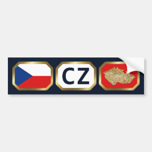 Czechia Flag Map Code Bumper Sticker