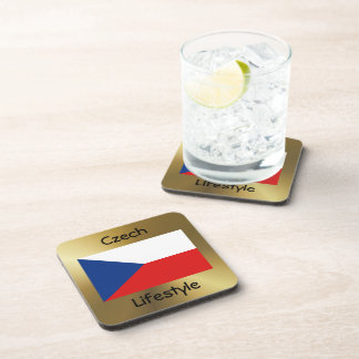 Czechia Flag+Text Coaster