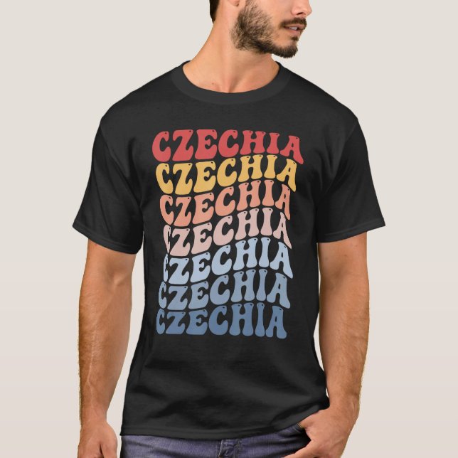 Czechia Groovy Retro Czech T-Shirt (Front)