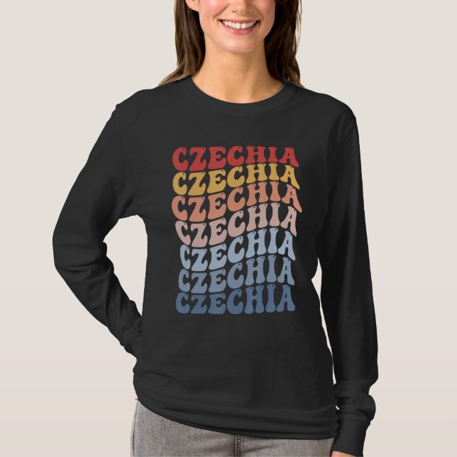 Czechia Groovy Retro Czech T-Shirt (Front)