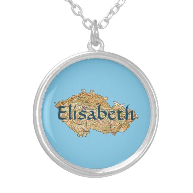 Czechia Map + Name Necklace (Front)