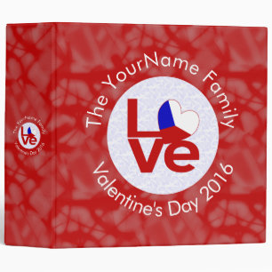 Czechia Red LOVE Flag Personalized  3 Ring Binder