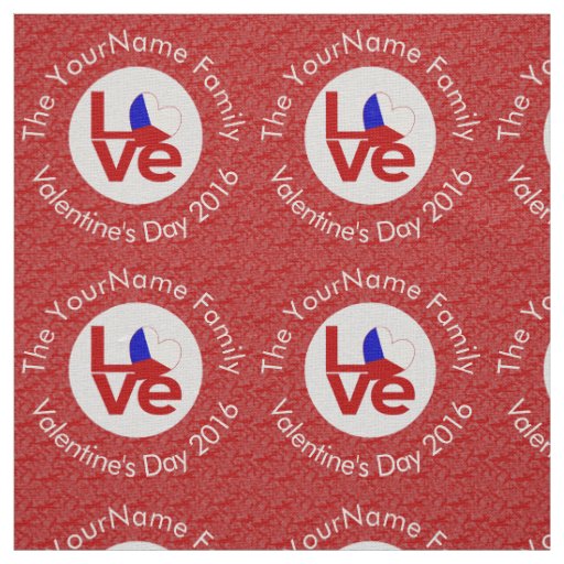 Czechia Red LOVE Flag Personalized  Fabric