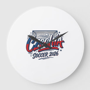 Czechia Soccer 2026 Soccer Bold Country Typography Large Clock