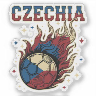 Czechia Soccer Flaming Ball Retro Football Fan Art Sticker