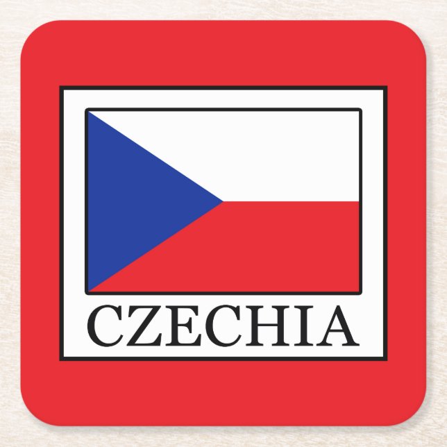 Czechia Square Paper Coaster (Front)