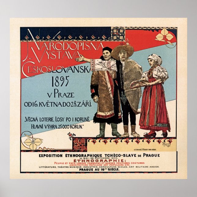 Czechoslav ethnographic exposition vintage ad poster (Front)
