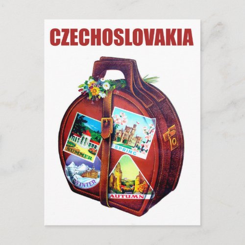 Czechoslovakia for all seasons vintage travel postcard