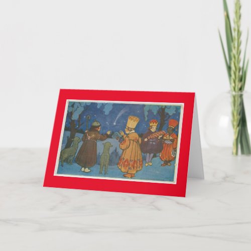 CZECHOSLOVAKIAN CHRISTMAS FOLK ART HOLIDAY CARD
