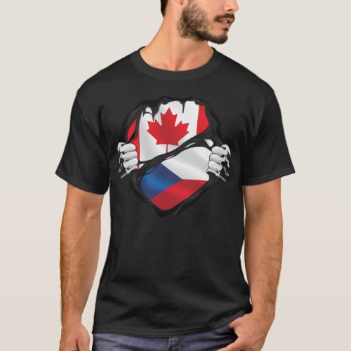 Czechs Canadian Hands Ripped Roots Flag T_Shirt