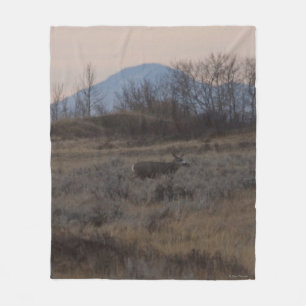 D12 Mule Deer Buck and Sweet Grass Hills Fleece Blanket