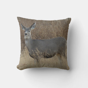 D14 Mule Deer Doe Throw Pillow