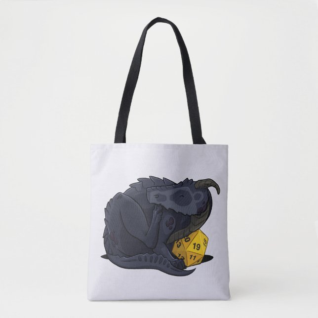 D20 Black Dragon Tote Bag (Front)