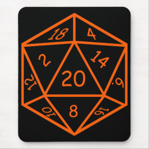 D20 Black & Orange Mouse Pad