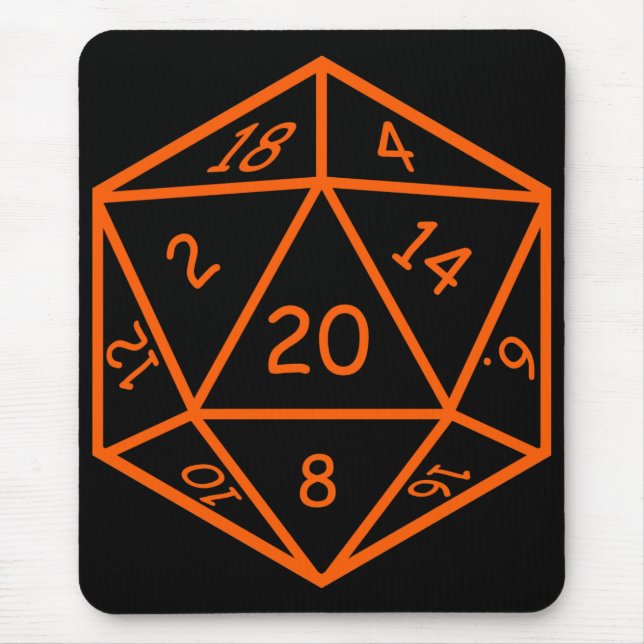 D20 Black & Orange Mouse Pad (Front)