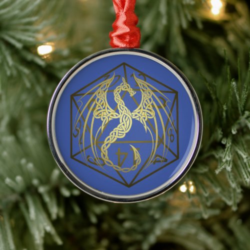 D20 Celtic Dragon DND  Ornament